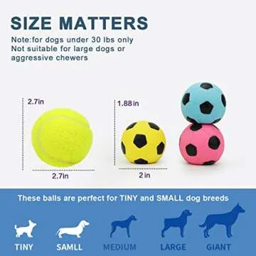 Pawnana Squeaky Dog Ball - Soft Latex Rubber Squeaky Dog Toys for Small Puppies and Medium Dogs - Bounce Dog Squeak Toys Play Fetch Soccer Ball