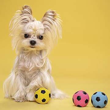 Pawnana Squeaky Dog Ball - Soft Latex Rubber Squeaky Dog Toys for Small Puppies and Medium Dogs - Bounce Dog Squeak Toys Play Fetch Soccer Ball