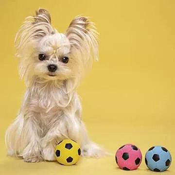 Pawnana Squeaky Dog Ball - Soft Latex Rubber Squeaky Dog Toys for Small Puppies and Medium Dogs - Bounce Dog Squeak Toys Play Fetch Soccer Ball