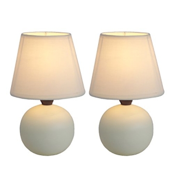 Mini Ceramic Globe Table Lamp 2 Pack Set Off-White Elegant