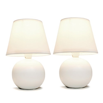 Mini Ceramic Globe Table Lamp 2 Pack Set Off-White Elegant