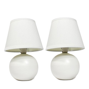 Mini Ceramic Globe Table Lamp 2 Pack Set Off-White Elegant
