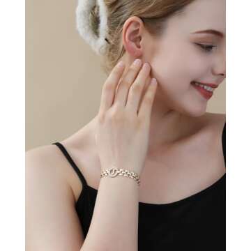 WEDDINEN Initial Bracelet,14K Gold Plated Letter Bracelets for Women, Thick Bangle Wrist Gold Alphabet Bracelet for Women, Christmas Gifts for Women Jewelry Initial L Charm Chain