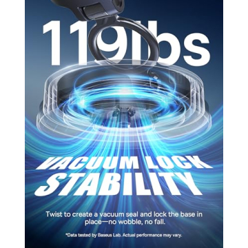 Baseus Magsafe Car Mount - 720° Adjustable Magnetic Phone Holder with Vacuum Lock