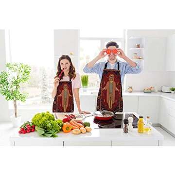 Beabes Big Lebowski Dude Rug Kitchen Bib Apron Man Has Huge Rug in Middle Ties Board Game Together Polyester Adjustable Apron for Outdoor BBQ Gardening 27" X 31" for Chef Waitress