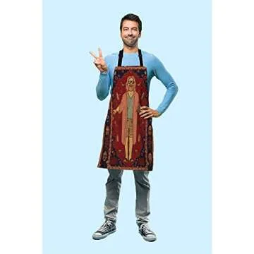 Beabes Big Lebowski Dude Rug Kitchen Bib Apron Man Has Huge Rug in Middle Ties Board Game Together Polyester Adjustable Apron for Outdoor BBQ Gardening 27" X 31" for Chef Waitress