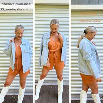 luvamia Womens Jean Jacket Oversized Boyfriend Trucker Denim Jackets for Women Shacket