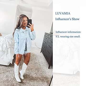 luvamia Womens Jean Jacket Oversized Boyfriend Trucker Denim Jackets for Women Shacket