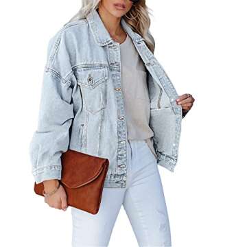 luvamia Womens Jean Jacket Oversized Boyfriend Trucker Denim Jackets for Women Shacket