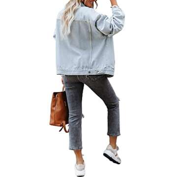 luvamia Womens Jean Jacket Oversized Boyfriend Trucker Denim Jackets for Women Shacket
