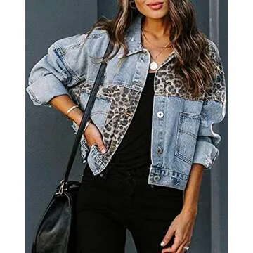 Stylish RINTONIX Leopard Denim Jacket for Women
