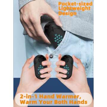 Hand Warmers Rechargeable, ITSHINY 6000mAh 2-in-1 Electric Portable Pocket Heater, 2 Pack 3 Levels Heat Therapy Perfect for Outdoors, Hunting, Golf, Snow Sports, Camping, Warm Gifts - Black