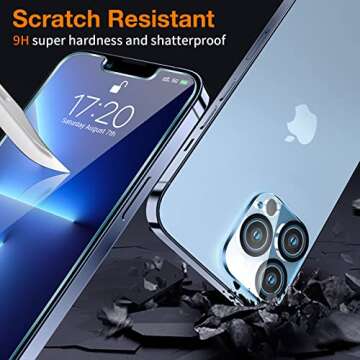 EGV [3+2 Pack 3 Pack Screen Protector for iPhone 13 Pro Max 6.7 Inch, with 2 Pack Tempered Glass Camera Lens Protector, 9H Hardness [Scratch Resistant] Case Friendly