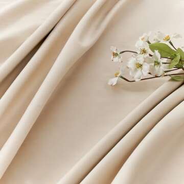 Topfinel Cream Velvet Curtains for Bedroom 96 Inches Length 2 Panels Modern Boho Rod Pocket Blackout...