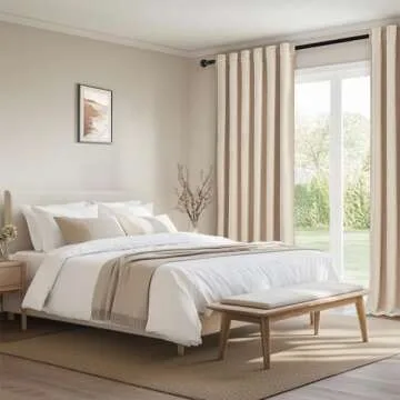 Topfinel Cream Velvet Curtains for Bedroom 96 Inches Length 2 Panels Modern Boho Rod Pocket Blackout Window Treatments Curtains 96 Inches Long for Living Dinning Room Nursery Sliding Door,52x96,Beige