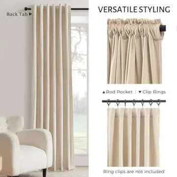 Topfinel Cream Velvet Curtains for Bedroom 96 Inches Length 2 Panels Modern Boho Rod Pocket Blackout Window Treatments Curtains 96 Inches Long for Living Dinning Room Nursery Sliding Door,52x96,Beige
