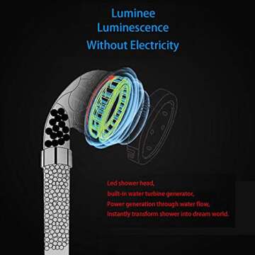 APzek Led Shower Head with Hose and Bracket, High Pressure Handheld Shower with Cyclical Color Changing Water Saving Filter Showerhead for Dry Skin and Hair