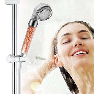 APzek Led Shower Head with Hose and Bracket, High Pressure Handheld Shower with Cyclical Color Changing Water Saving Filter Showerhead for Dry Skin and Hair