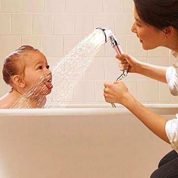 APzek Led Shower Head with Hose and Bracket, High Pressure Handheld Shower with Cyclical Color Changing Water Saving Filter Showerhead for Dry Skin and Hair