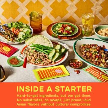 Southeast Asian Variety Sauce Sampler by Omsom, All-In-One Asian Stir-Fry & Simmer Sauce Packets, Features: Vietnamese Lemongrass BBQ, Thai Larb, Filipino Sisig, 6 packets (2 of each flavor)