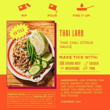 Southeast Asian Variety Sauce Sampler by Omsom, All-In-One Asian Stir-Fry & Simmer Sauce Packets, Features: Vietnamese Lemongrass BBQ, Thai Larb, Filipino Sisig, 6 packets (2 of each flavor)