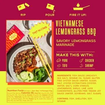 Southeast Asian Variety Sauce Sampler by Omsom, All-In-One Asian Stir-Fry & Simmer Sauce Packets, Features: Vietnamese Lemongrass BBQ, Thai Larb, Filipino Sisig, 6 packets (2 of each flavor)