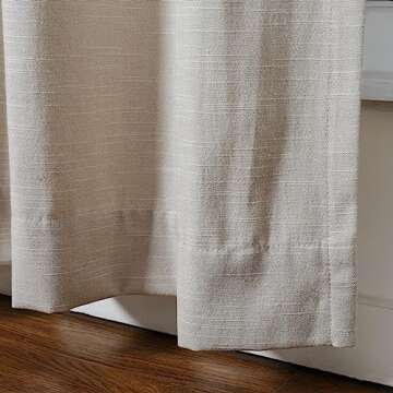 TWOPAGES Oatmeal Pinch Pleated Curtain 84 Inches Long Light Filtering Linen Cotton Blend Lined Drape for Living Room Bedroom Solid Drapery, 26Wx84L Inches, 1 Panel
