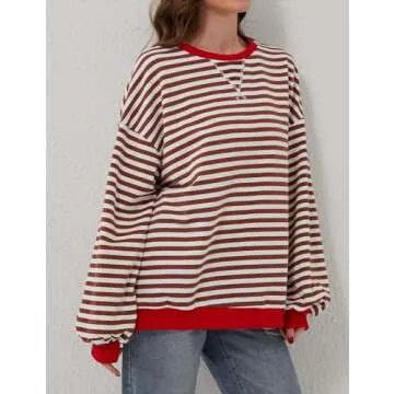 Stylish TERIVEEK Oversized Women Striped Sweatshirt