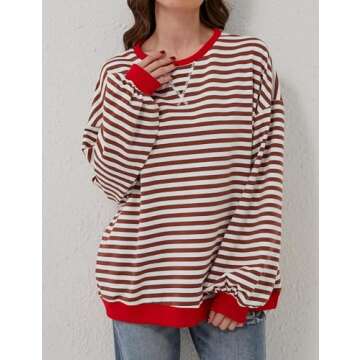 Stylish TERIVEEK Oversized Women Striped Sweatshirt