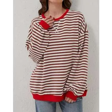 Stylish TERIVEEK Oversized Women Striped Sweatshirt