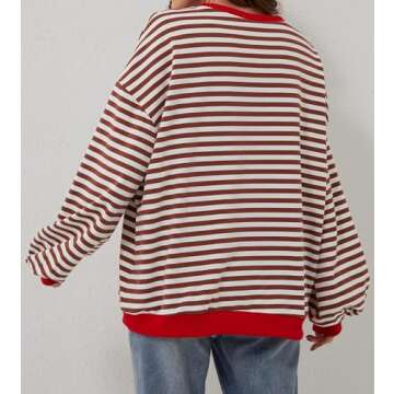 Stylish TERIVEEK Oversized Women Striped Sweatshirt