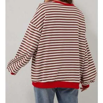 Stylish TERIVEEK Oversized Women Striped Sweatshirt