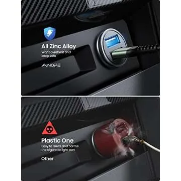 AINOPE 2 Pack Fast Mini Car Charger Adapter, 4.8A Metal Cigarette Lightter USB Car Charger Flush Fit, Dual Port Fit for iPhone 16 15 14 13 12 Pro Max 8 Plus XR, SamsungGalaxy S24/23/10, iPad, Silver