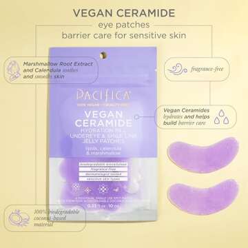 Pacifica Undereye Mask – Vegan Ceramide Hydrating Jelly Under Eye & Smile Line Patches, Reduces Fine Lines & Puffiness, Fragrance-Free, Vegan & Cruelty-Free, 4 Pieces