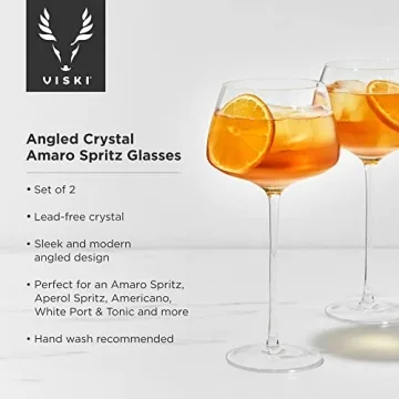 Viski Angled Stemmed Cocktail Glasses - Elegant 16oz Set