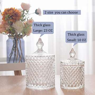 2 Pack Qtip Holder Thick Glass Apothecary Jars with Lid for Bathroom Decor, Clear Cotton Ball Storage Organizer for Cotton Swab, Cotton Rounds, Jewelry, Candy