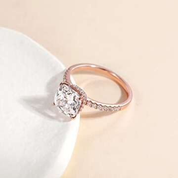 EAMTI 3.5CT 925 Rose Gold Sterling Silver Rings Engagement Wedding Bands