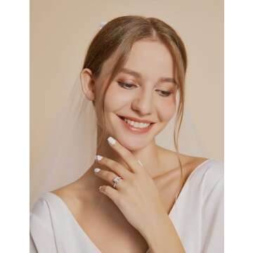 EAMTI 3.5CT Cushion Cut Silver Engagement Ring for Her