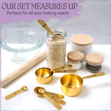 Stylish 8 Piece Gold Measuring Cups and Spoons Set by Wanda Living
