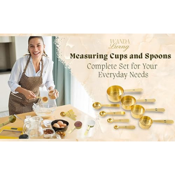 Stylish 8 Piece Gold Measuring Cups and Spoons Set by Wanda Living
