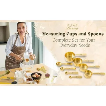 Stylish 8 Piece Gold Measuring Cups and Spoons Set by Wanda Living