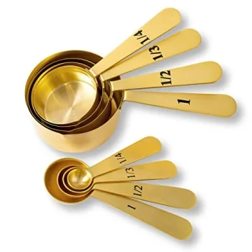 Stylish 8 Piece Gold Measuring Cups and Spoons Set by Wanda Living