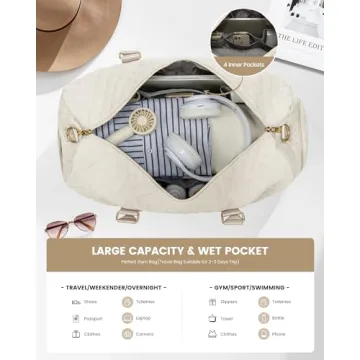 LOVEVOOK Travel Duffle Bag, Weekender Bag for Women with Toiletry Bag, Carry on Overnight Bag with Shoe Compartment, Gym Duffel Bag with Wet Pocket, Mommy Hospital Bags for Labor and Delivery