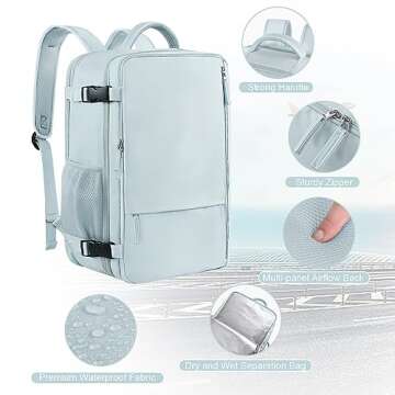 Sinaliy Large Expandable Travel Backpack for Men and Women, 17 Inch Laptop, Waterproof, Casual, College, Business, Hiking, Camping