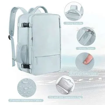 Sinaliy Large Expandable Travel Backpack for Men and Women, 17 Inch Laptop, Waterproof, Casual, College, Business, Hiking, Camping