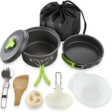Versatile Camping Cookware Mess Kit for Adventures