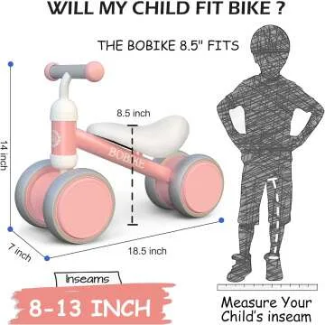 Pink Baby Balance Bike for 1 Year Olds, No Pedals
