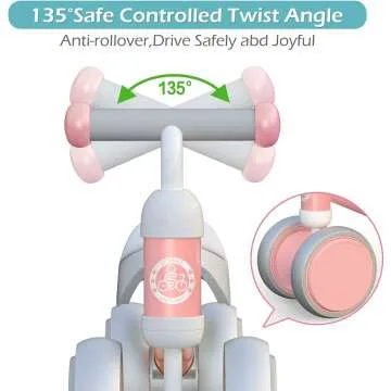 Pink Baby Balance Bike for 1 Year Olds, No Pedals