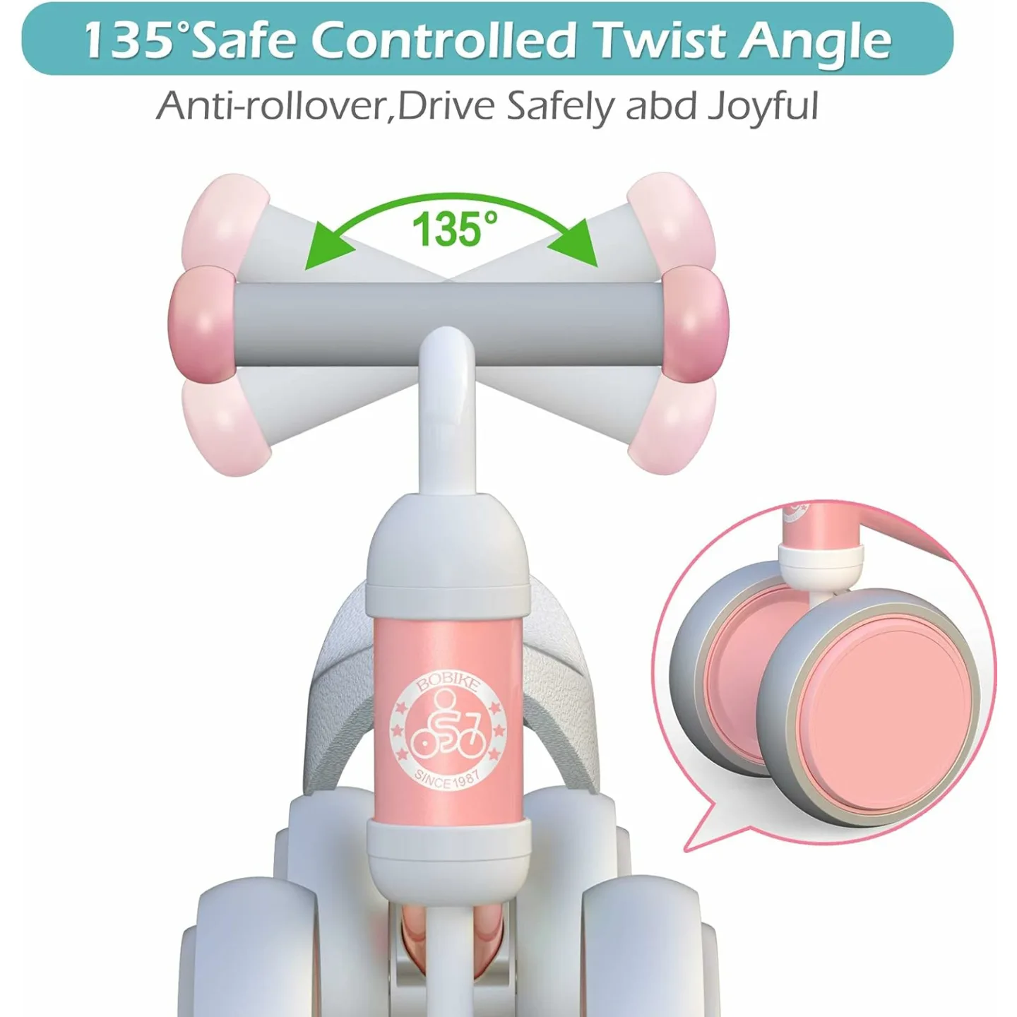 Pink Baby Balance Bike for 1 Year Olds, No Pedals
