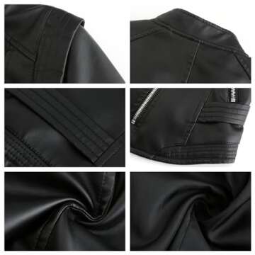 MODFUL Women's Faux Leather Moto Short Jacket Casual Short Solid Color PU Biker Coat with Pockets